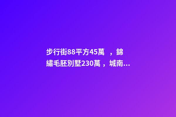 步行街88平方45萬，錦繡毛胚別墅230萬，城南自建房273平帶院165萬